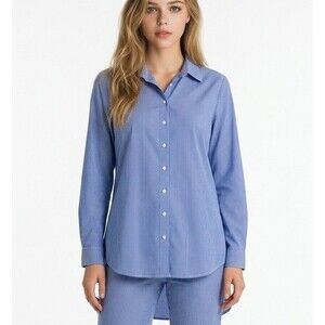 Zac & Rachel Women's Blouse Blue Striped Size L Long Sleeves